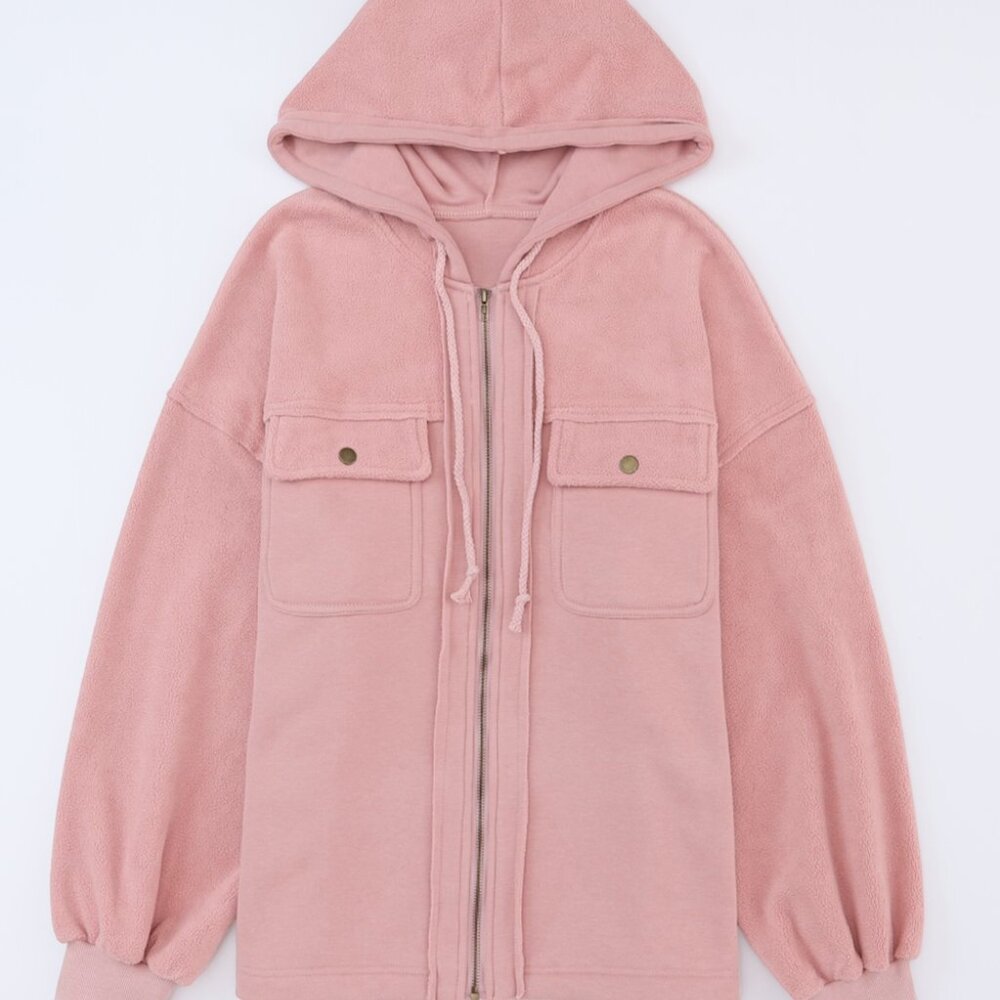 NWT Bishop Sleeve Zip Up Hoodie Jacket with Flap Pockets - Picture 2 of 8